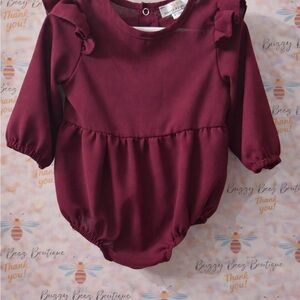 Bailey's Blossoms Burgundy Ruffled Kids One Piece